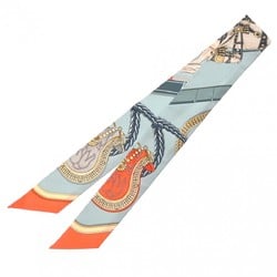 HERMES Twilly GRAND APPARAT Argile Clair/Orange/Yellow Women's 100% Silk Scarf Muffler