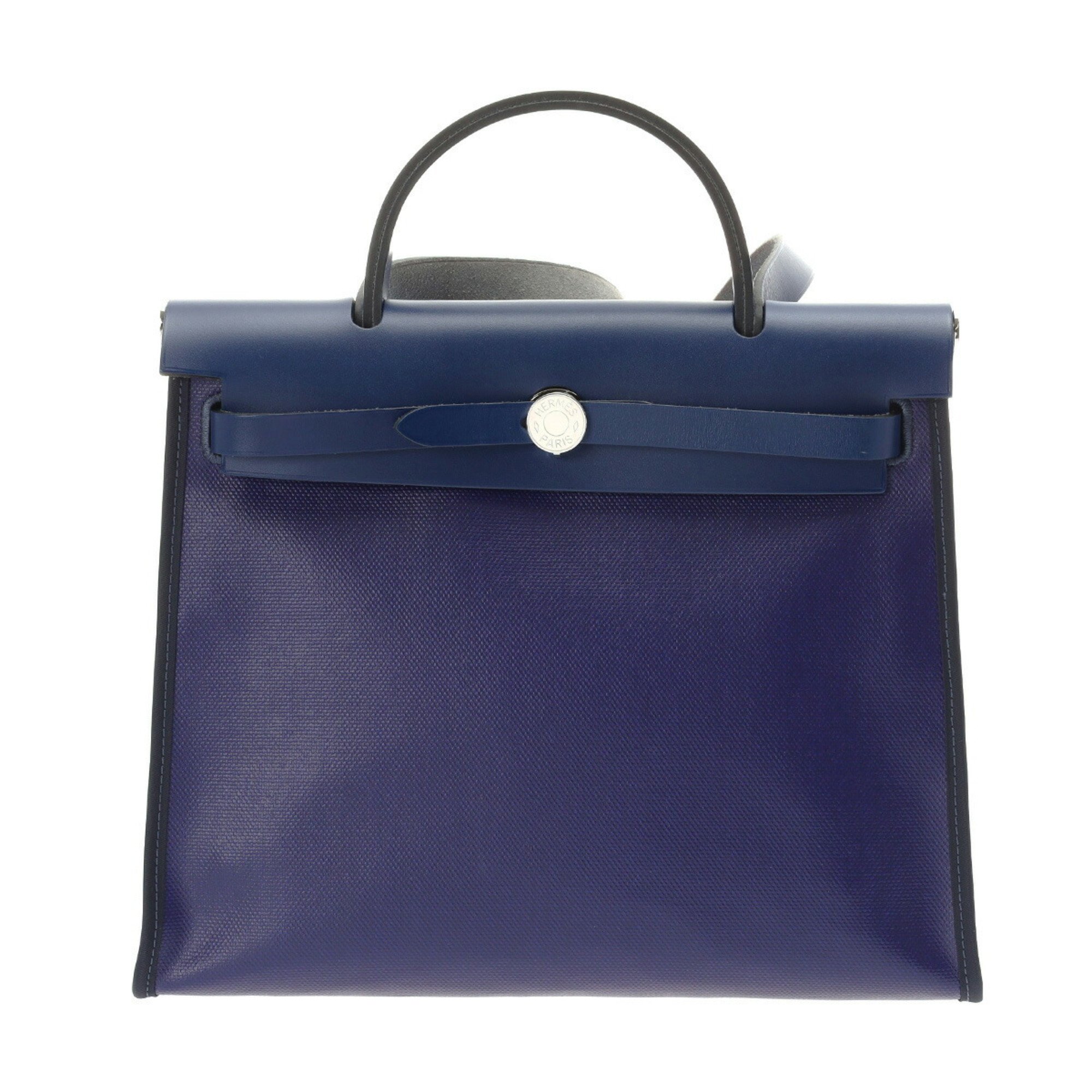 HERMES Hermes Airbag Zip PM Blue Ankle Z Stamp (around 2021) Women's Toile Berlin Handbag