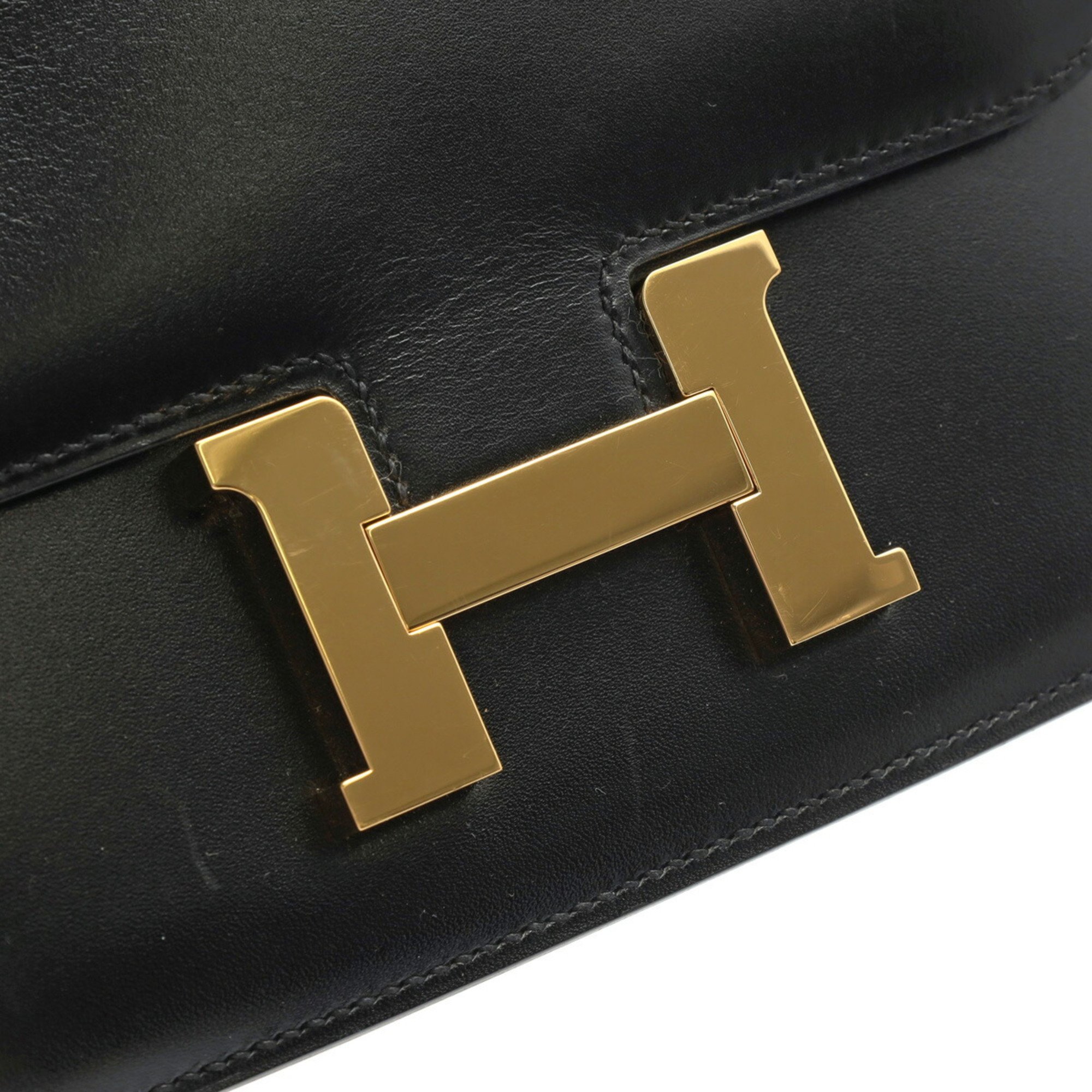 HERMES Constance 3 18 Black A Stamp (around 2017) Women's Box Calf Shoulder Bag