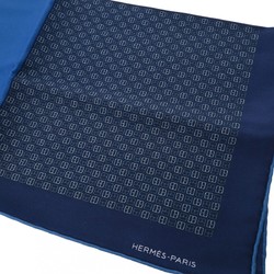 HERMES Petit Carre Blue/Navy Unisex 100% Silk Scarf Muffler