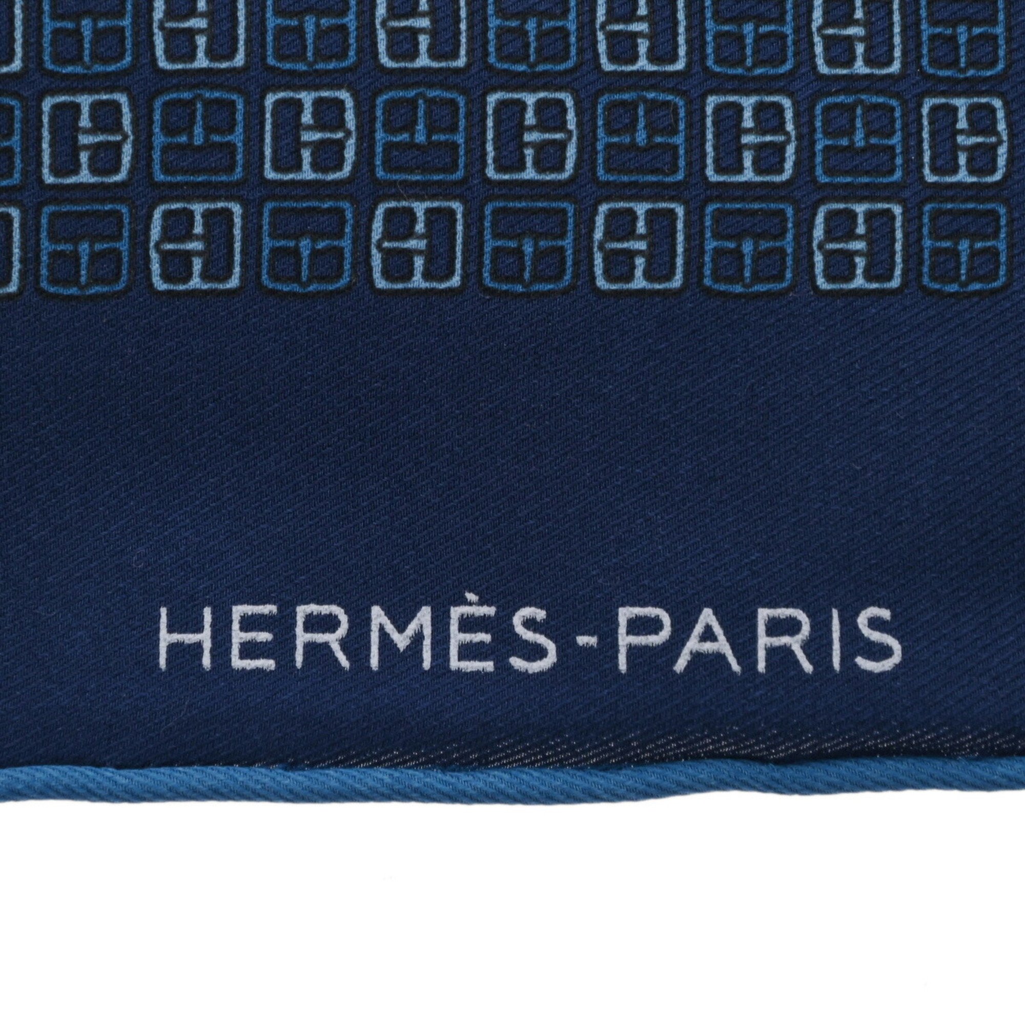 HERMES Petit Carre Blue/Navy Unisex 100% Silk Scarf Muffler