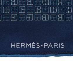 HERMES Petit Carre Blue/Navy Unisex 100% Silk Scarf Muffler