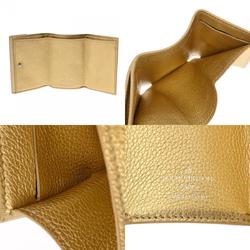 LOUIS VUITTON Louis Vuitton Portefeuille Lock Gold M69059 Unisex Leather Tri-fold Wallet