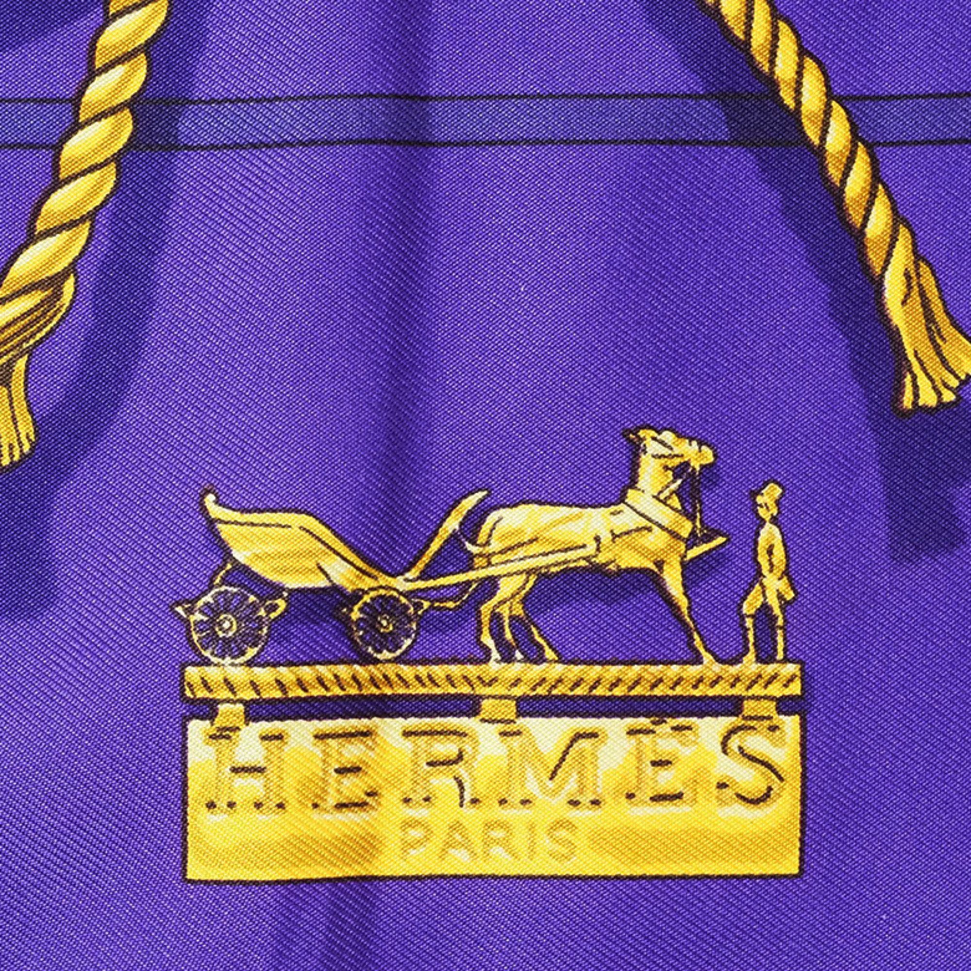 Hermes Carre 90 Clips Scarf Muffler Purple Women's Silk HERMES