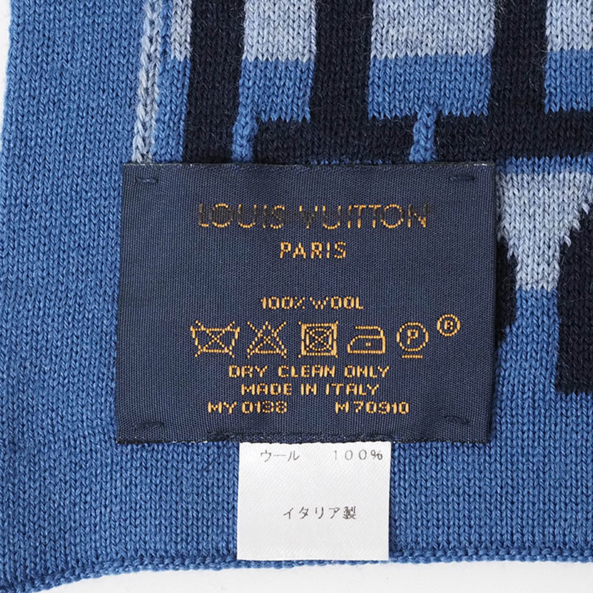 Louis Vuitton Echarpe LV Split Scarf Blue Navy M70910 Men's Wool LOUIS VUITTON