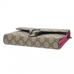 GUCCI GG Supreme Chain Wallet Beige/Pink 401231 Women's Canvas