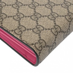 GUCCI GG Supreme Chain Wallet Beige/Pink 401231 Women's Canvas