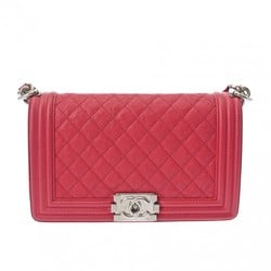 CHANEL Boy Chanel Chain Shoulder 25cm Pink Women's Caviar Skin Bag