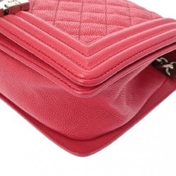 CHANEL Boy Chanel Chain Shoulder 25cm Pink Women's Caviar Skin Bag