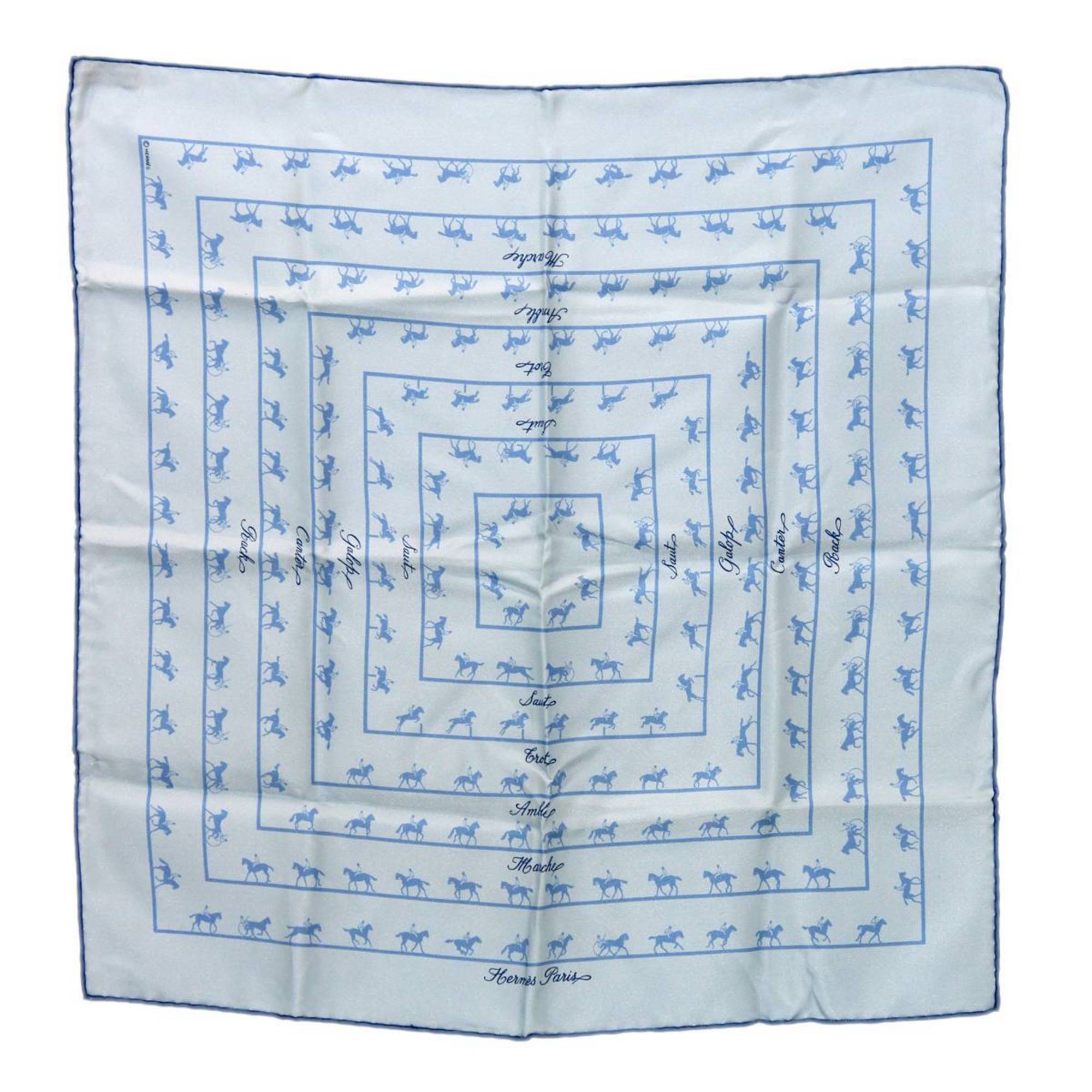 HERMES Hermes Silk Pocket Square Blue