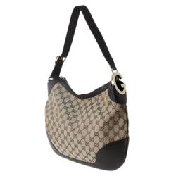 GUCCI Gucci Bag GG Khaki Dark Brown 211810 497717 Jacquard Leather