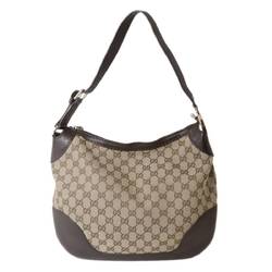 GUCCI Gucci Bag GG Khaki Dark Brown 211810 497717 Jacquard Leather