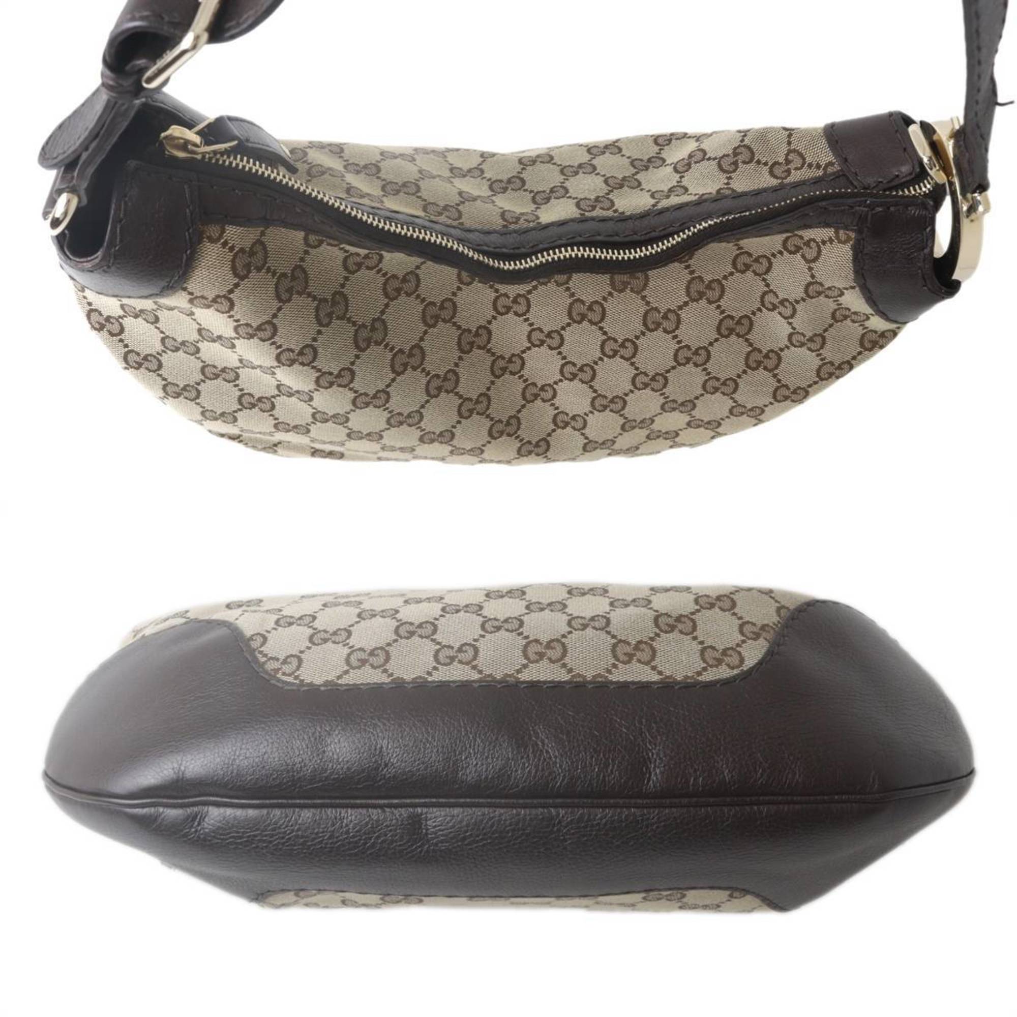 GUCCI Gucci Bag GG Khaki Dark Brown 211810 497717 Jacquard Leather