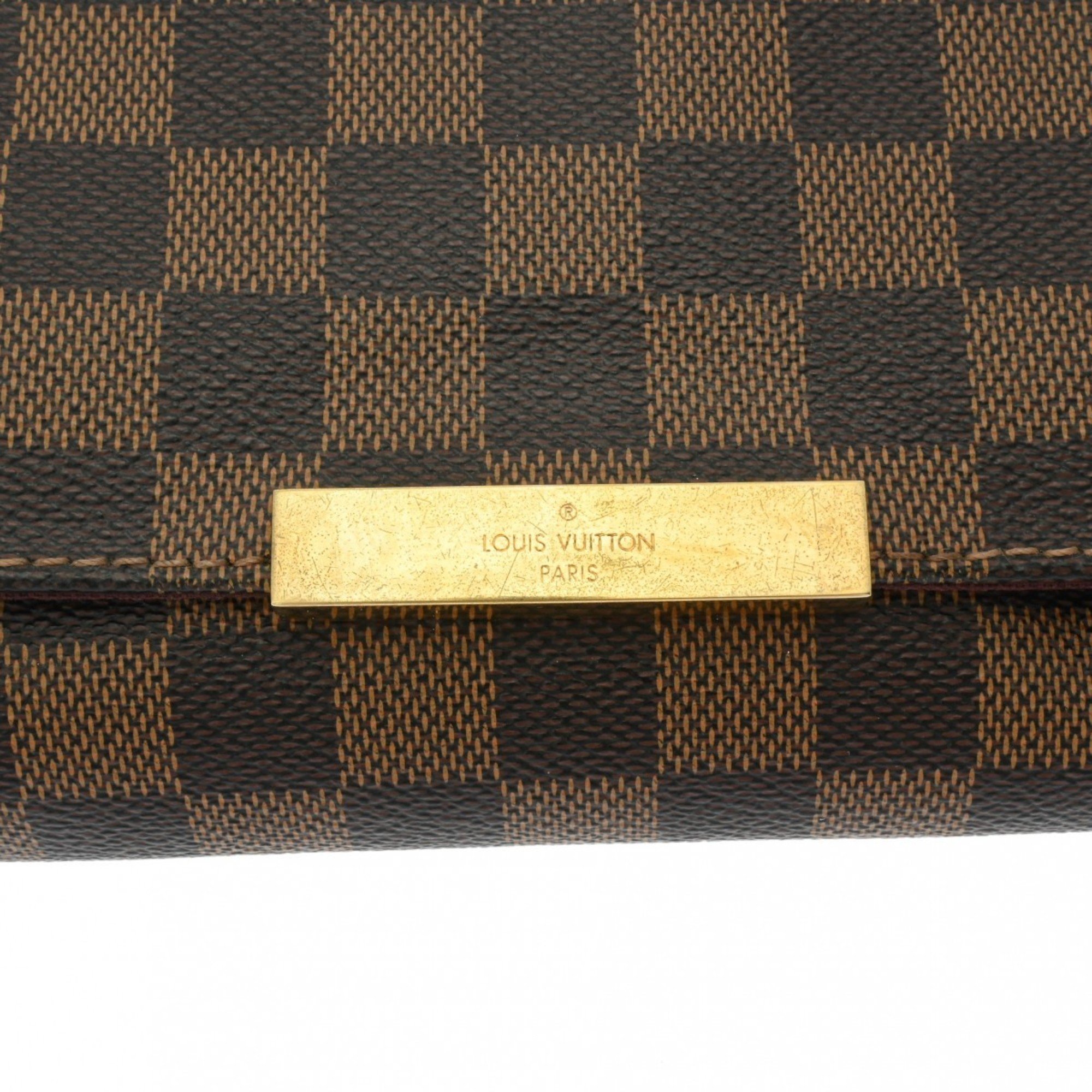 LOUIS VUITTON Damier Favorite PM Brown N41276 Women's Canvas Shoulder Bag