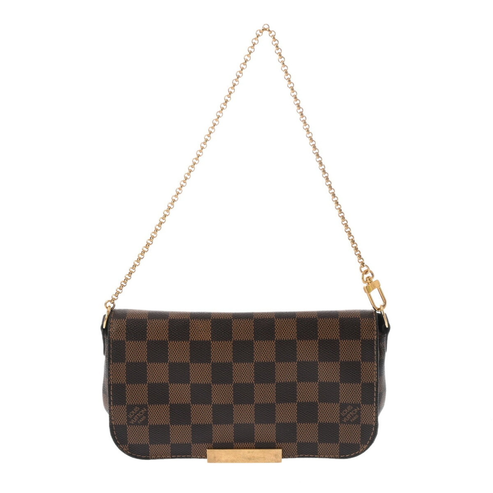 LOUIS VUITTON Damier Favorite PM Brown N41276 Women's Canvas Shoulder Bag