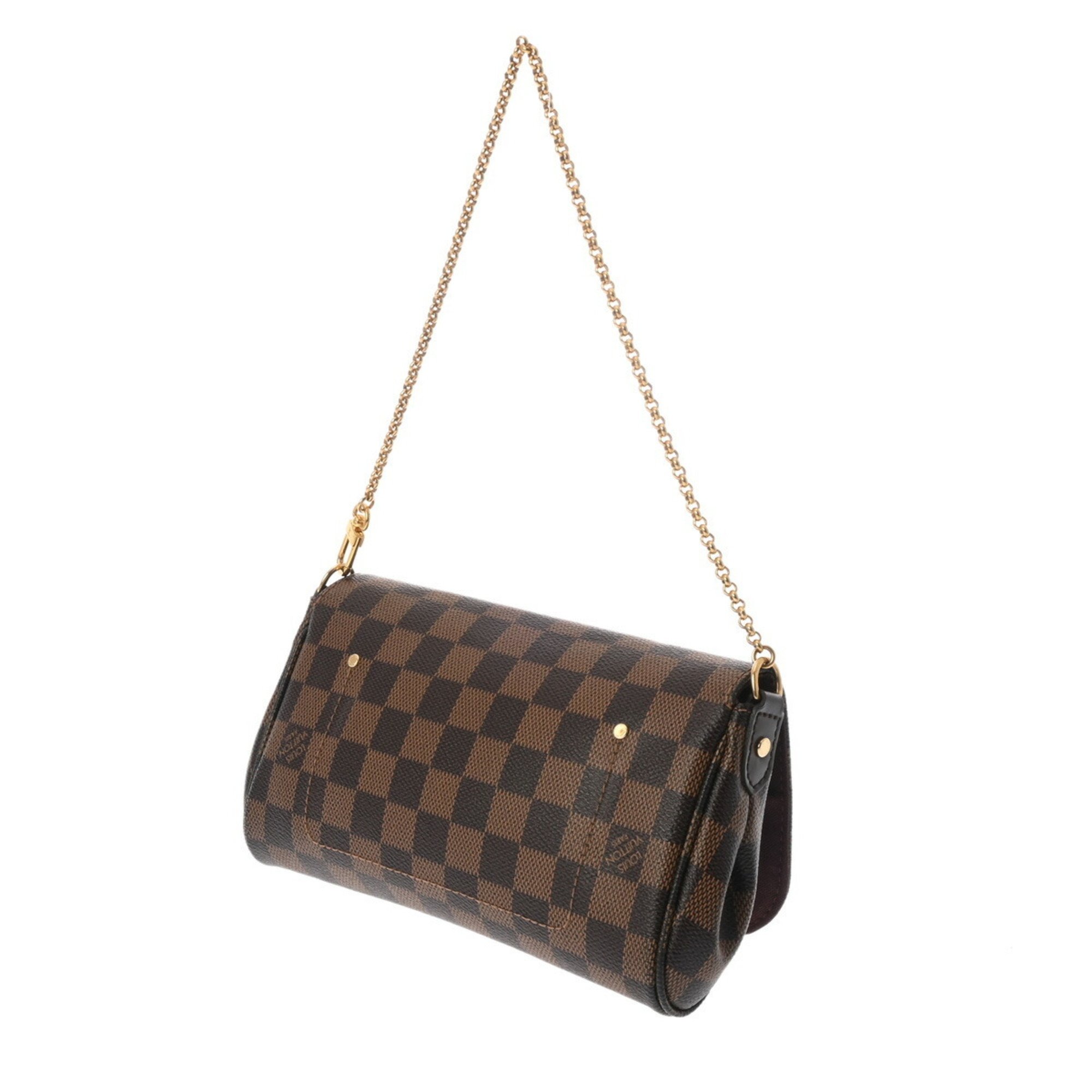 LOUIS VUITTON Damier Favorite PM Brown N41276 Women's Canvas Shoulder Bag