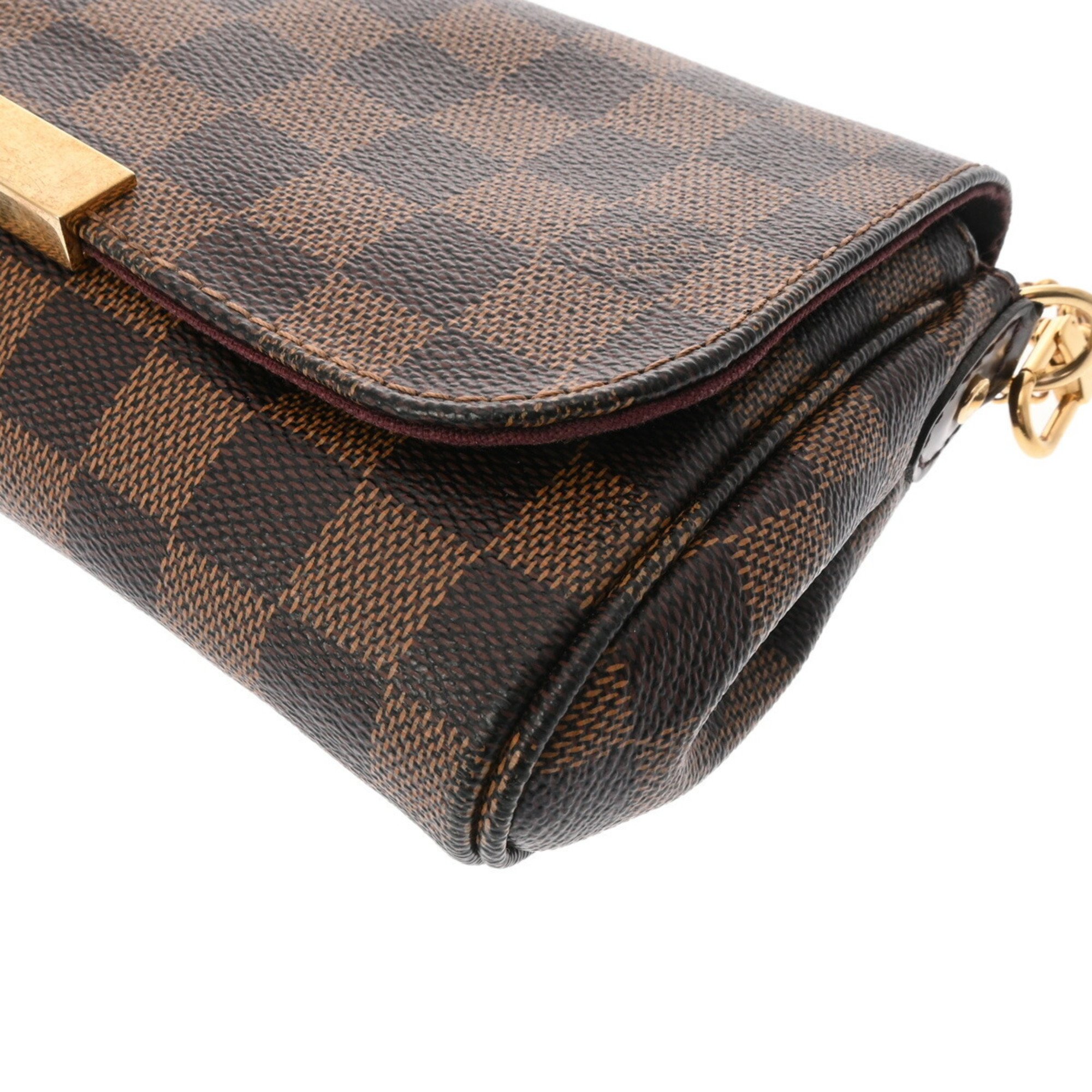 LOUIS VUITTON Damier Favorite PM Brown N41276 Women's Canvas Shoulder Bag