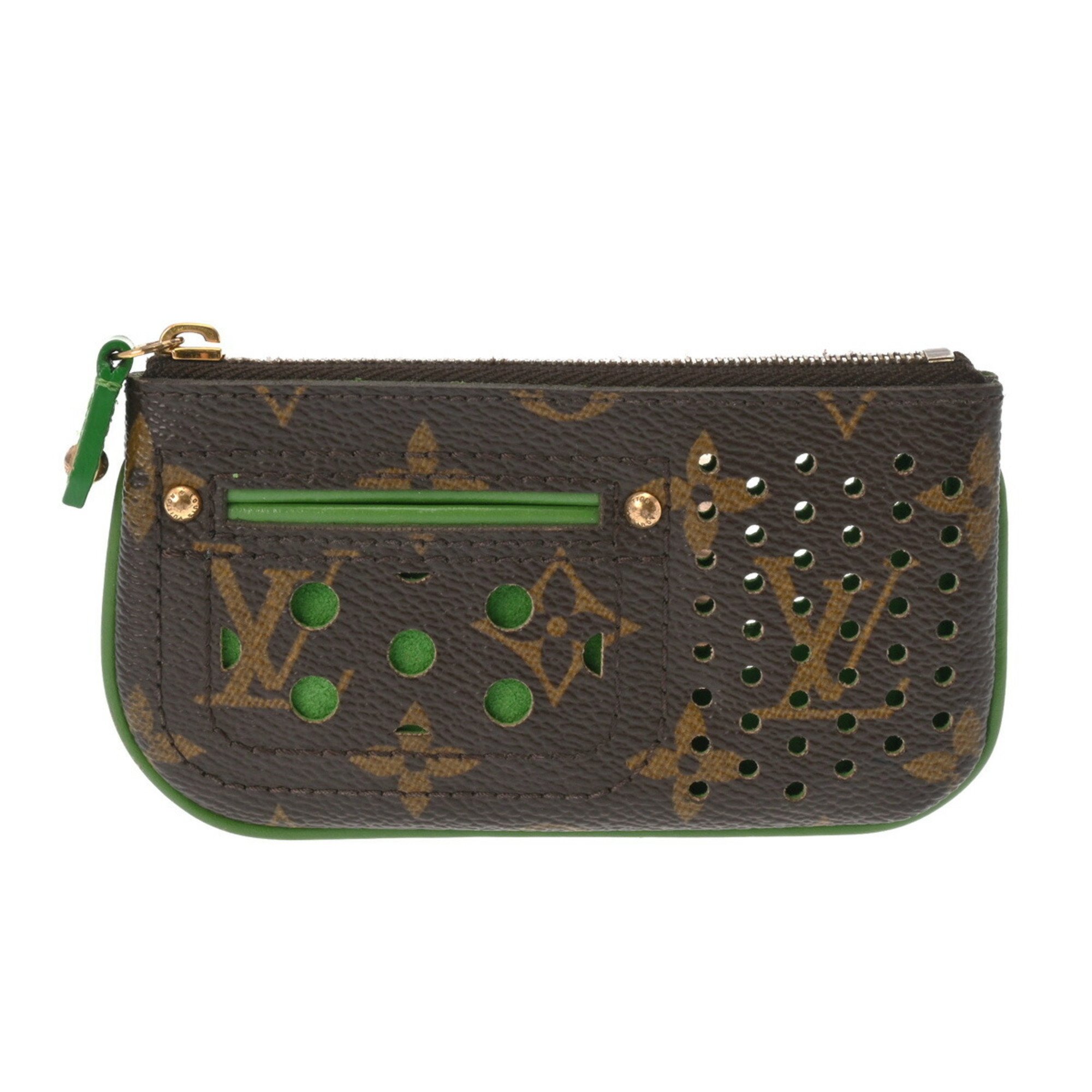 LOUIS VUITTON Louis Vuitton Monogram Perforated Pochette Cle Vert M95186 Unisex Canvas Coin Case