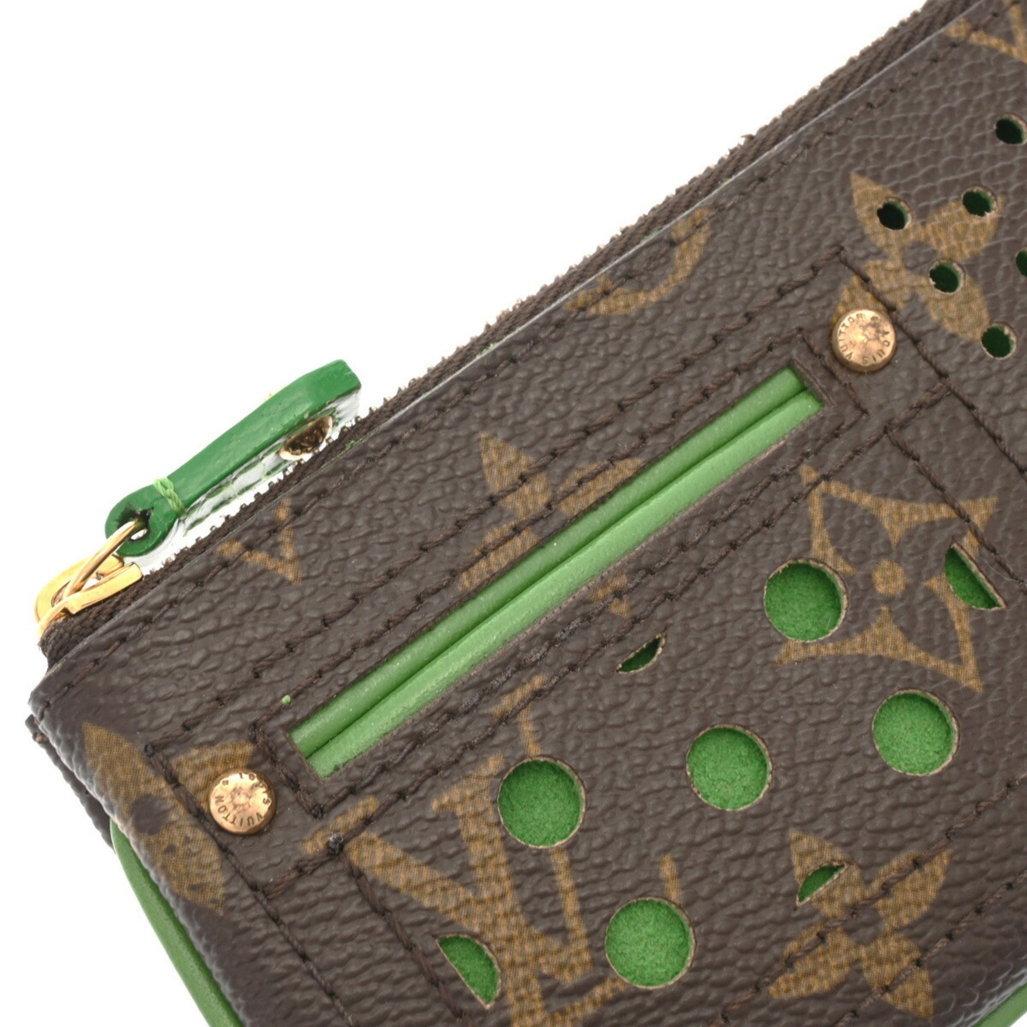 LOUIS VUITTON Louis Vuitton Monogram Perforated Pochette Cle Vert M95186 Unisex Canvas Coin Case