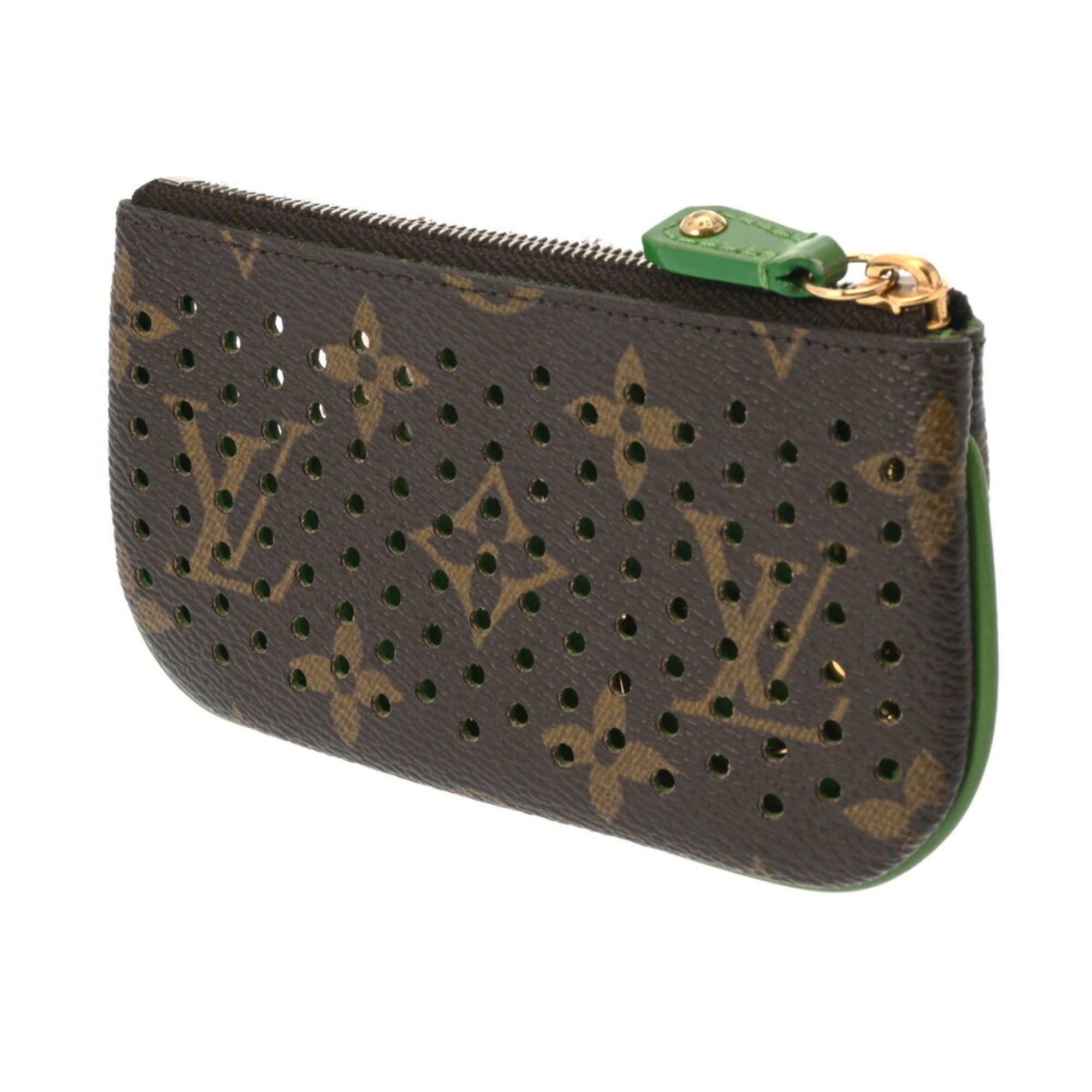 LOUIS VUITTON Louis Vuitton Monogram Perforated Pochette Cle Vert M95186 Unisex Canvas Coin Case