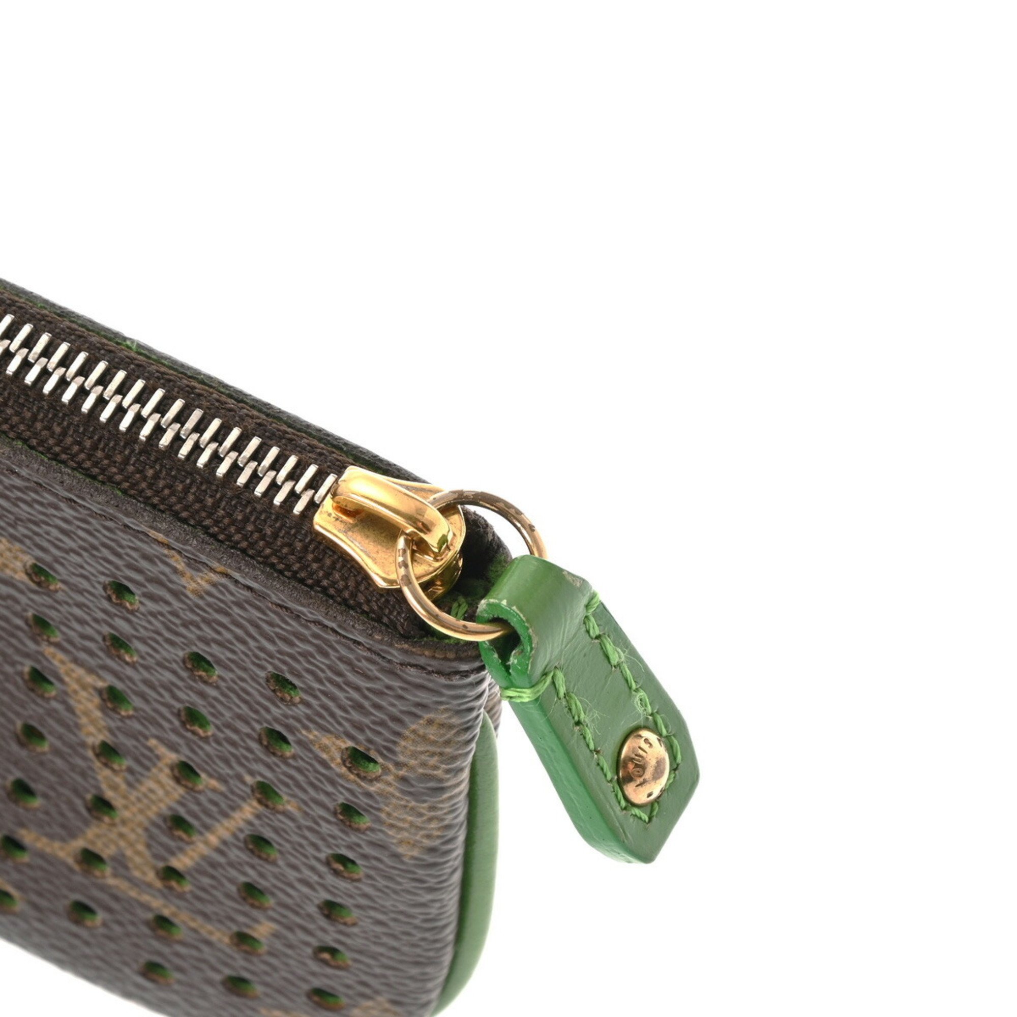 LOUIS VUITTON Louis Vuitton Monogram Perforated Pochette Cle Vert M95186 Unisex Canvas Coin Case