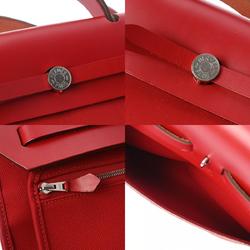 HERMES Hermes Airbag Zip MM Rouge Piment D Stamp (around 2000) Unisex Toile H Vache Hunter Bag