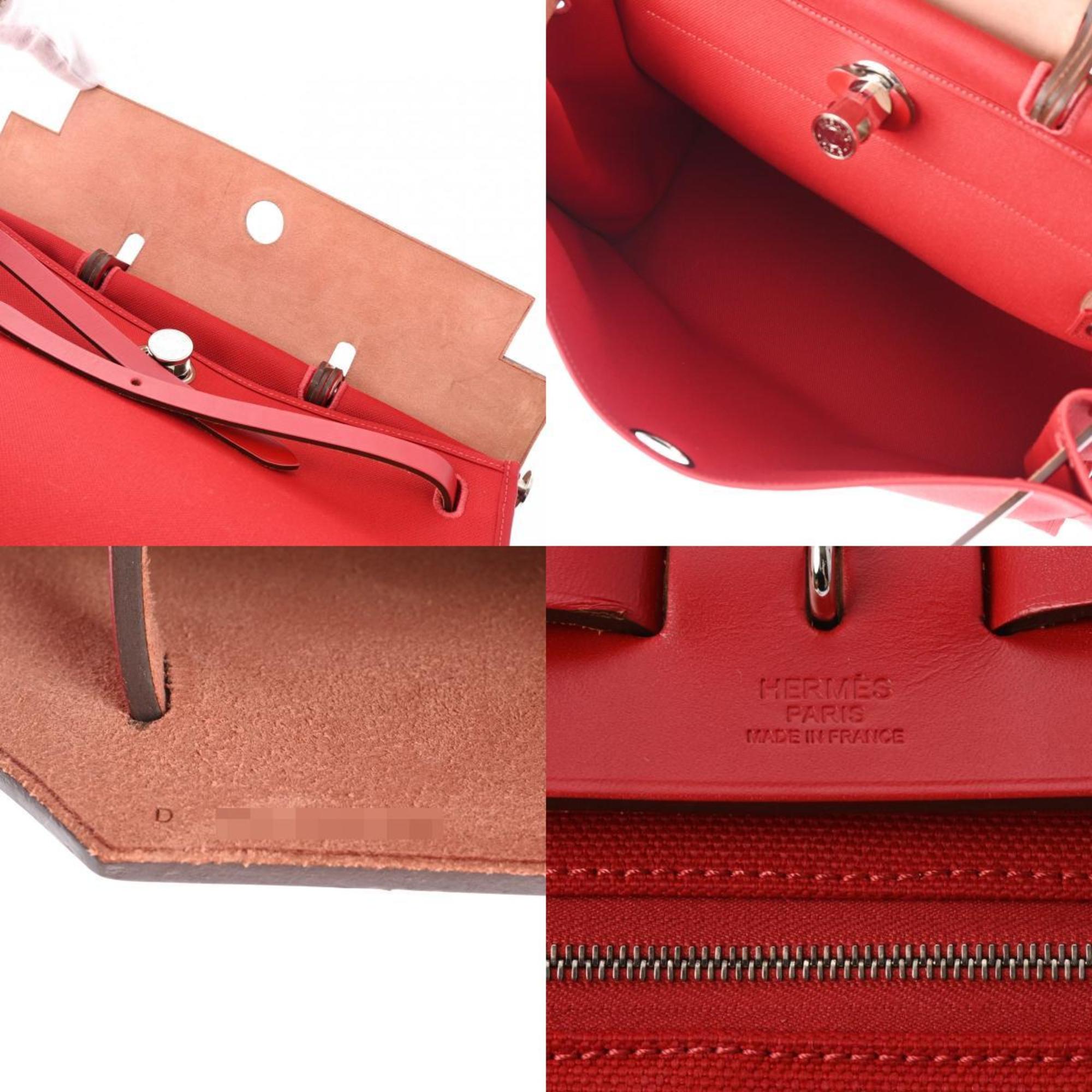 HERMES Hermes Airbag Zip MM Rouge Piment D Stamp (around 2000) Unisex Toile H Vache Hunter Bag