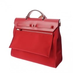 HERMES Hermes Airbag Zip MM Rouge Piment D Stamp (around 2000) Unisex Toile H Vache Hunter Bag