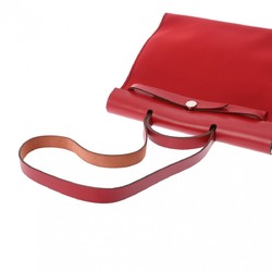 HERMES Hermes Airbag Zip MM Rouge Piment D Stamp (around 2000) Unisex Toile H Vache Hunter Bag