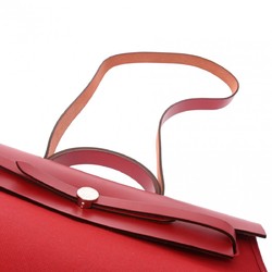 HERMES Hermes Airbag Zip MM Rouge Piment D Stamp (around 2000) Unisex Toile H Vache Hunter Bag