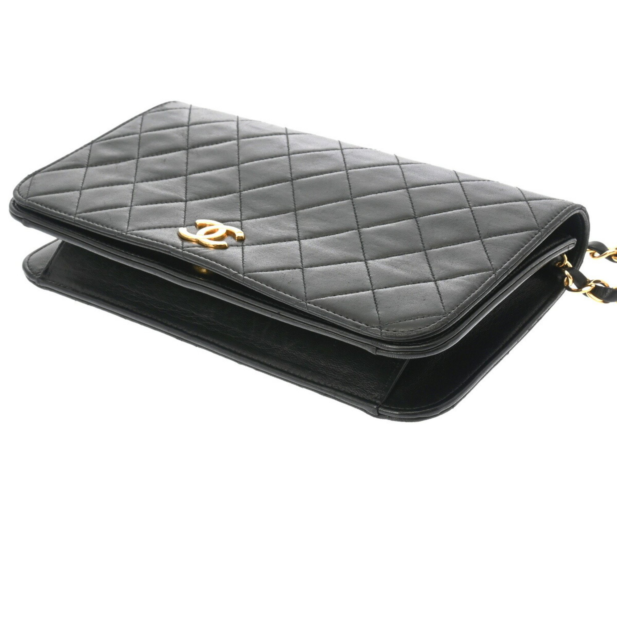 CHANEL Chanel Matelasse Chain Shoulder 23cm Black Women's Lambskin Bag