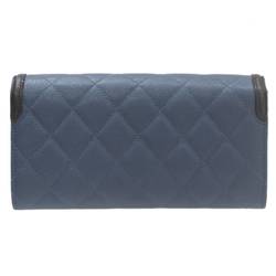 CHANEL Chanel CC Filigree Long Wallet Blue 28357664 GC Card