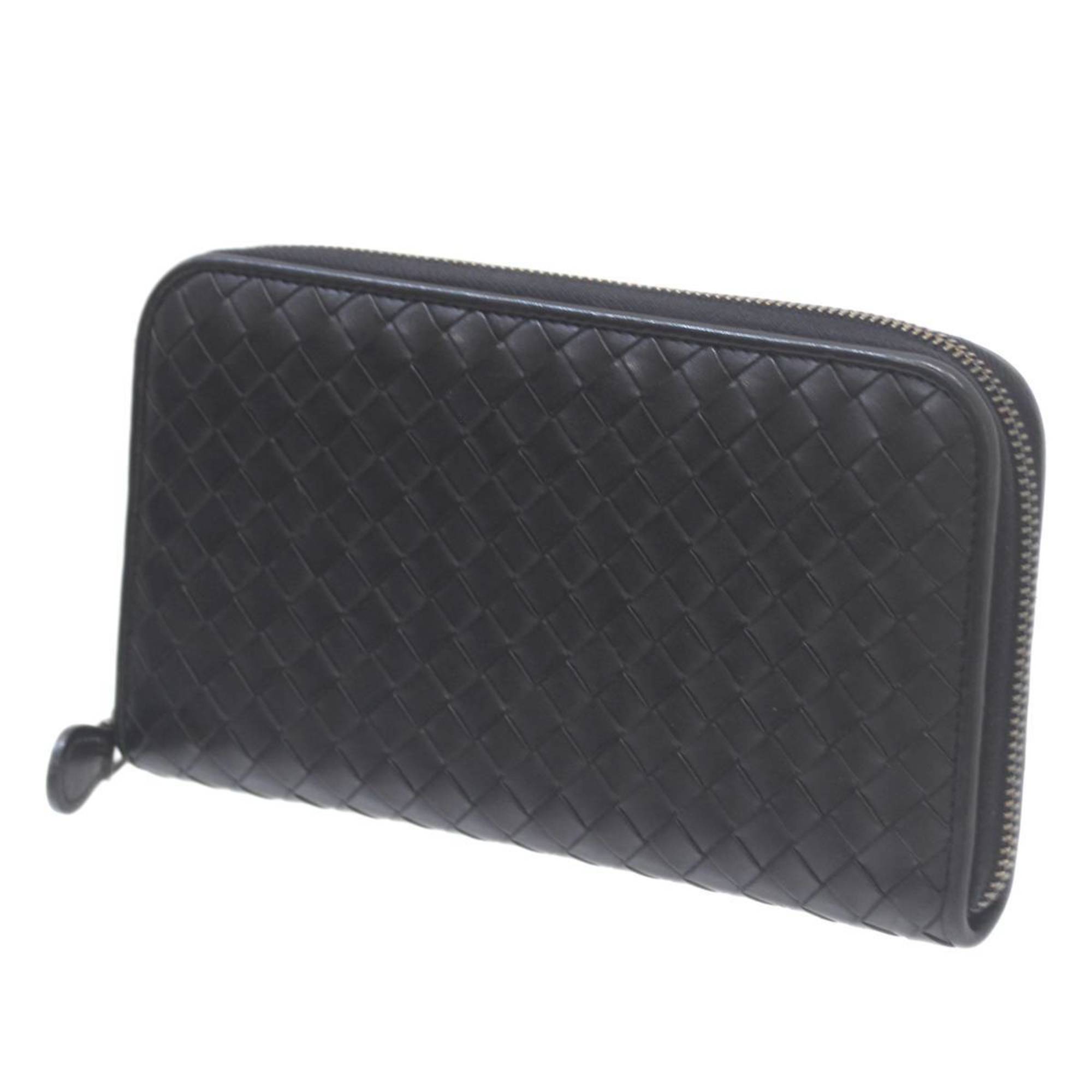 BOTTEGA VENETA Bottega Veneta Intrecciato Round Long Wallet Black