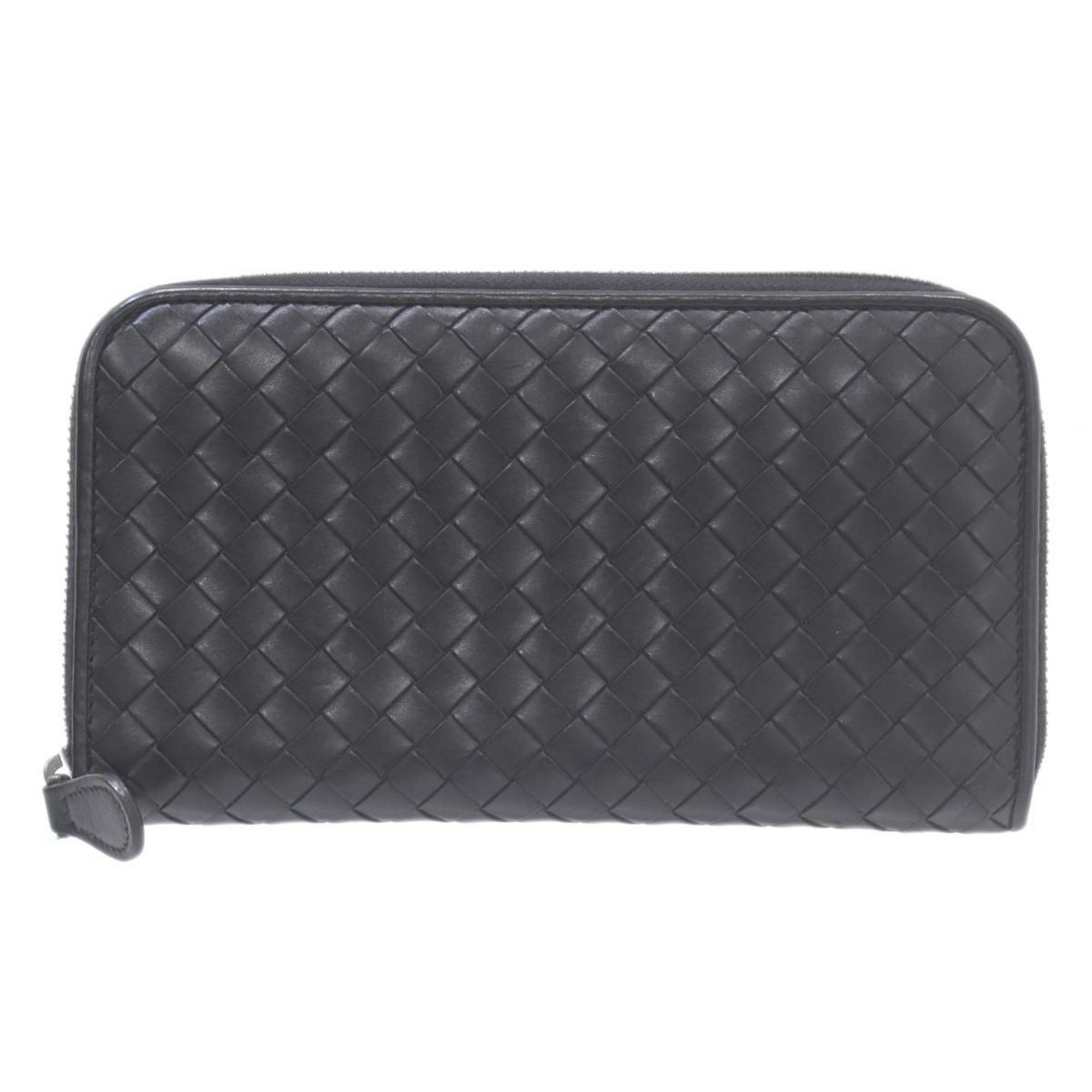 BOTTEGA VENETA Bottega Veneta Intrecciato Round Long Wallet Black