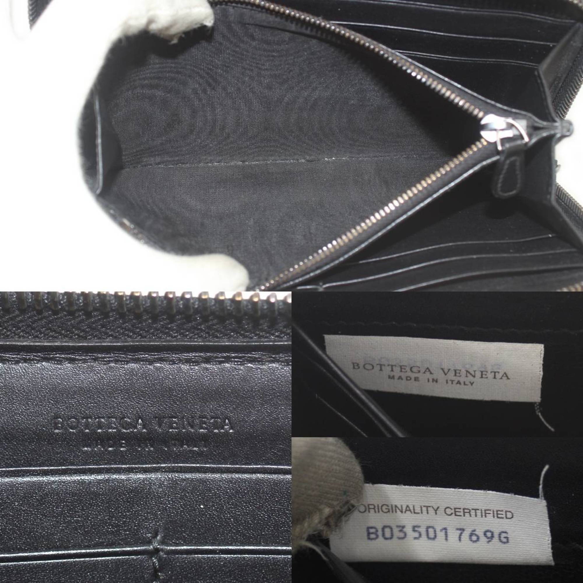 BOTTEGA VENETA Bottega Veneta Intrecciato Round Long Wallet Black