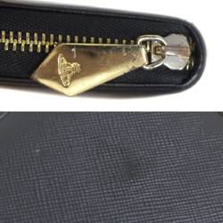 Vivienne Westwood Round Long Wallet Black x Gold Exclusive Box