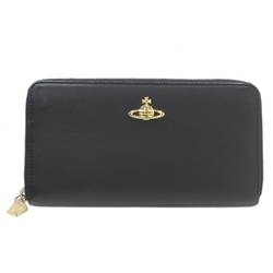 Vivienne Westwood Round Long Wallet Black x Gold Exclusive Box