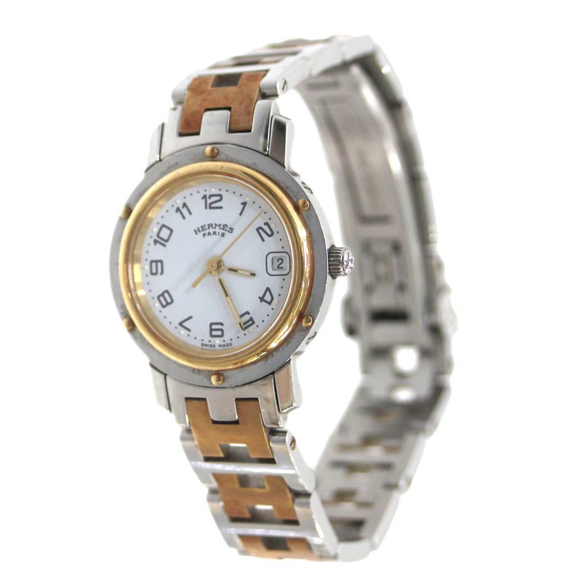 HERMES Clipper Ladies Quartz CL4.220 SS x PG Watch