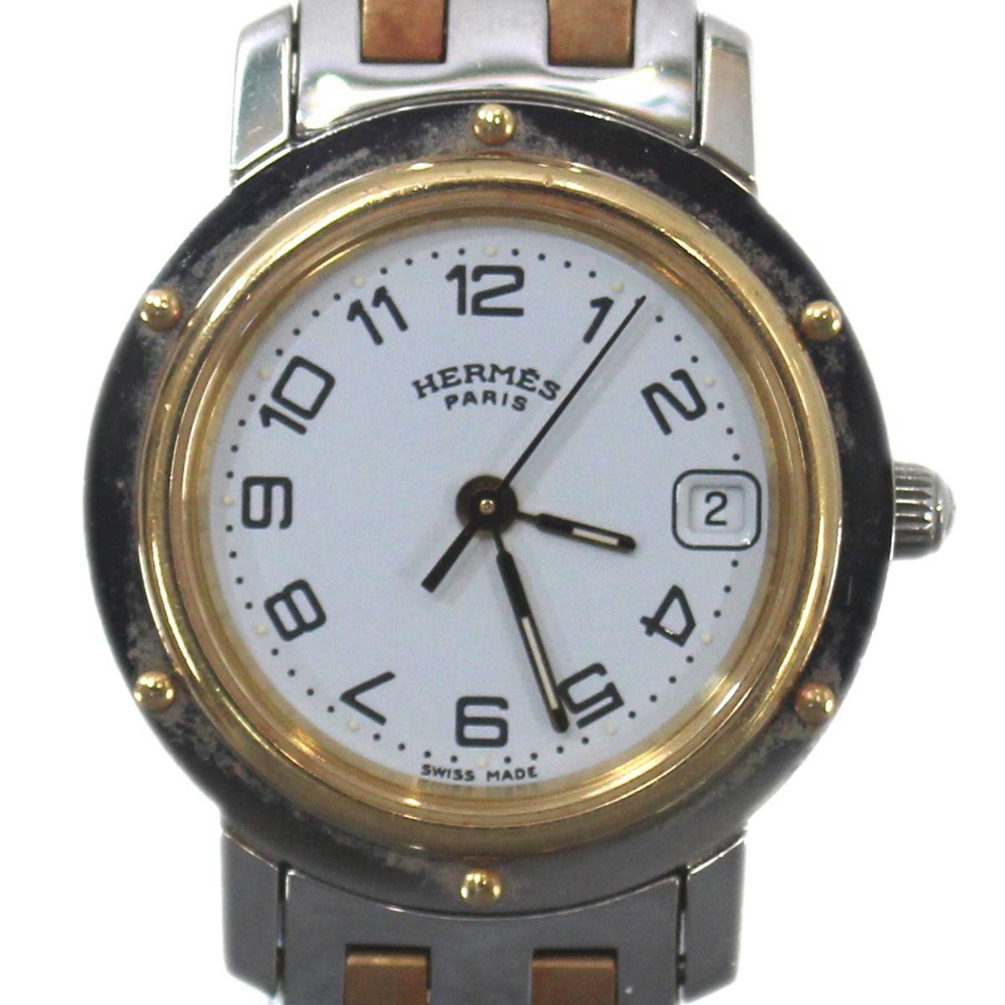 HERMES Clipper Ladies Quartz CL4.220 SS x PG Watch