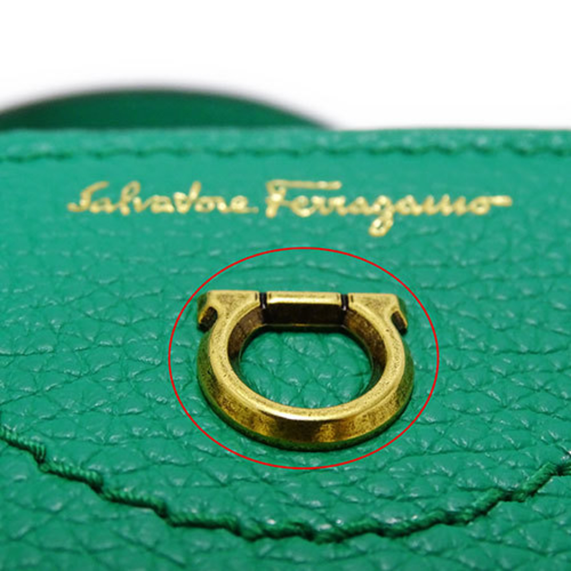 Salvatore Ferragamo Ferragamo Bag Women's Handbag Shoulder 2way Leather Gancini Smeraldo Green 212964