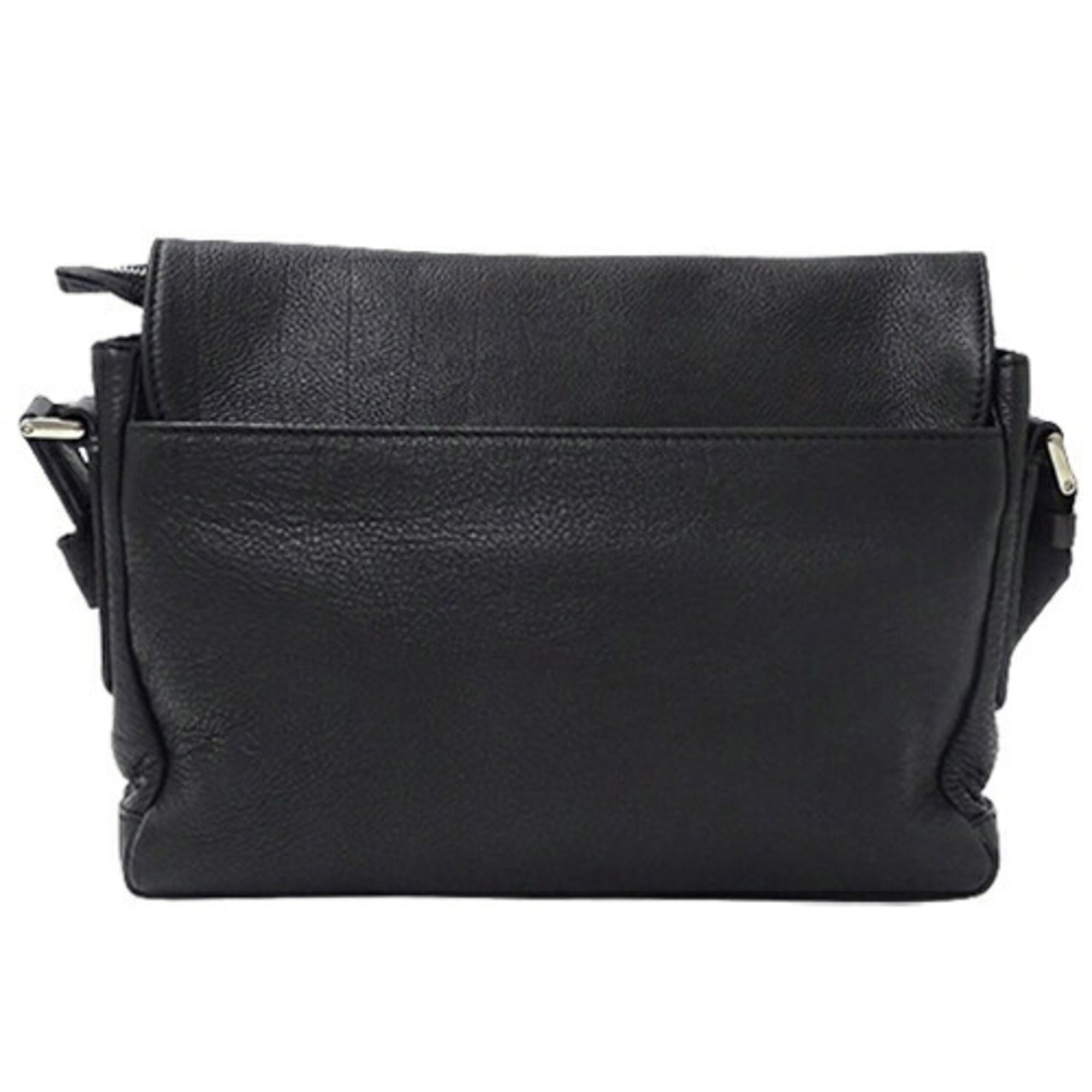 BVLGARI Men's Shoulder Bag Leather Urban Black