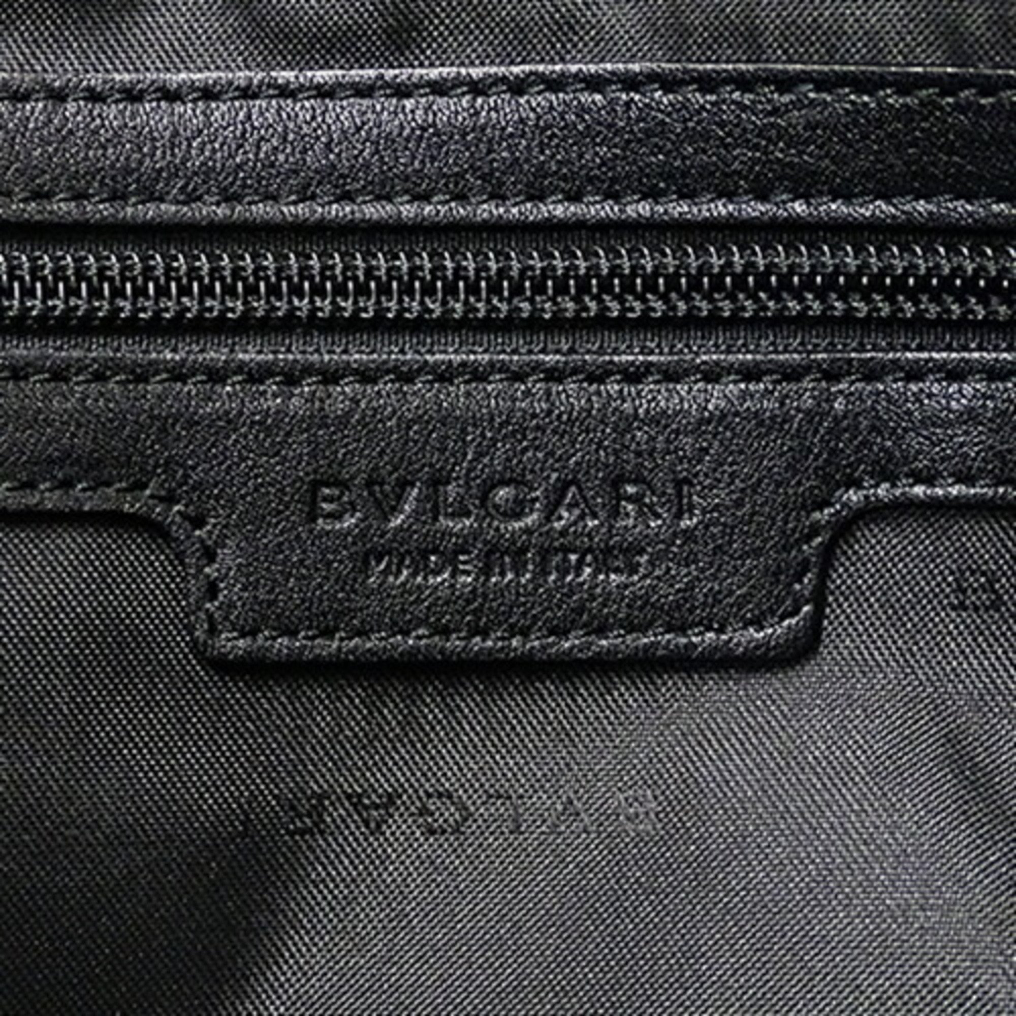 BVLGARI Men's Shoulder Bag Leather Urban Black