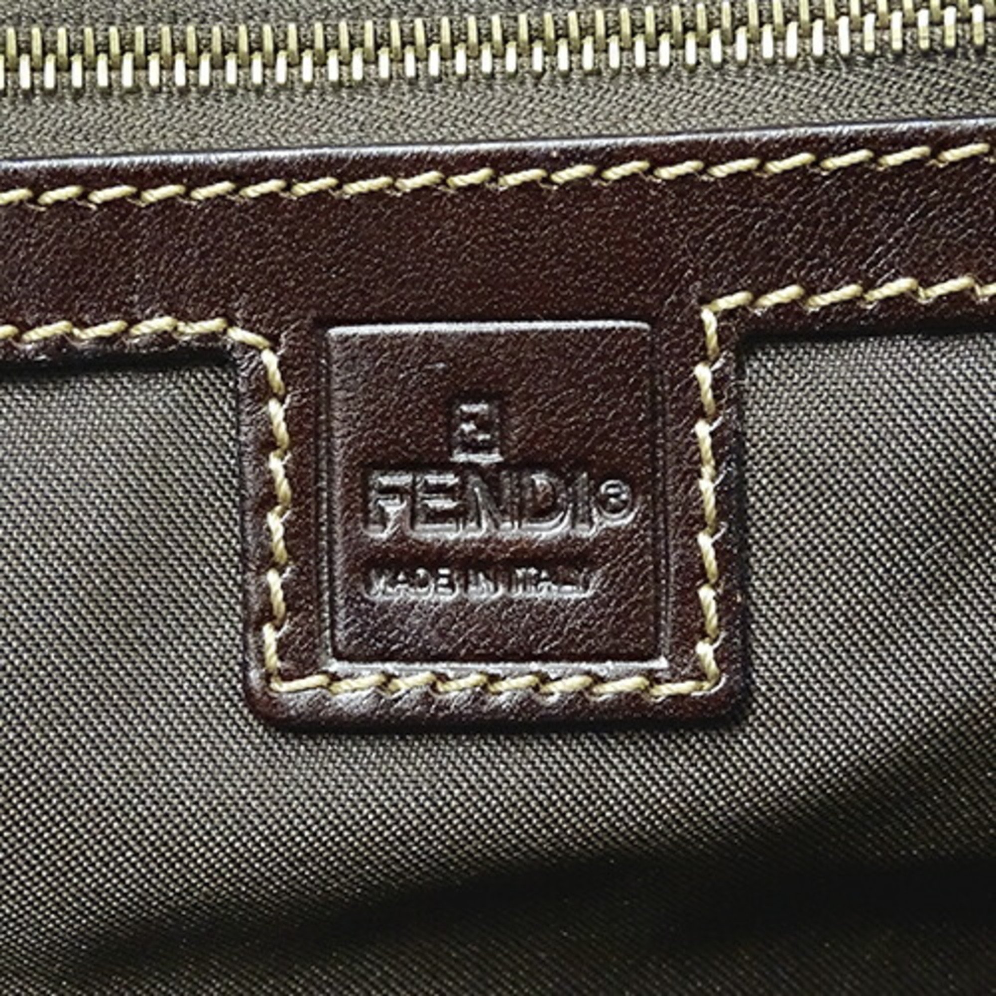 FENDI Women's Handbag Zucchino Coated Canvas Brown 16427 Compact Bag