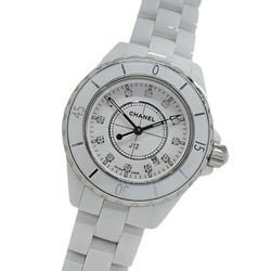 CHANEL Watch for Women J12 12P Diamond Date Quartz Stainless Steel SS White Ceramic H1628 Polished