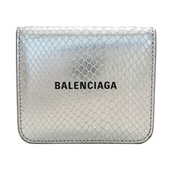 BALENCIAGA Wallet for Women and Men, Bi-fold Wallet, Leather, Silver, Compact, Flashy, Coin Pocket