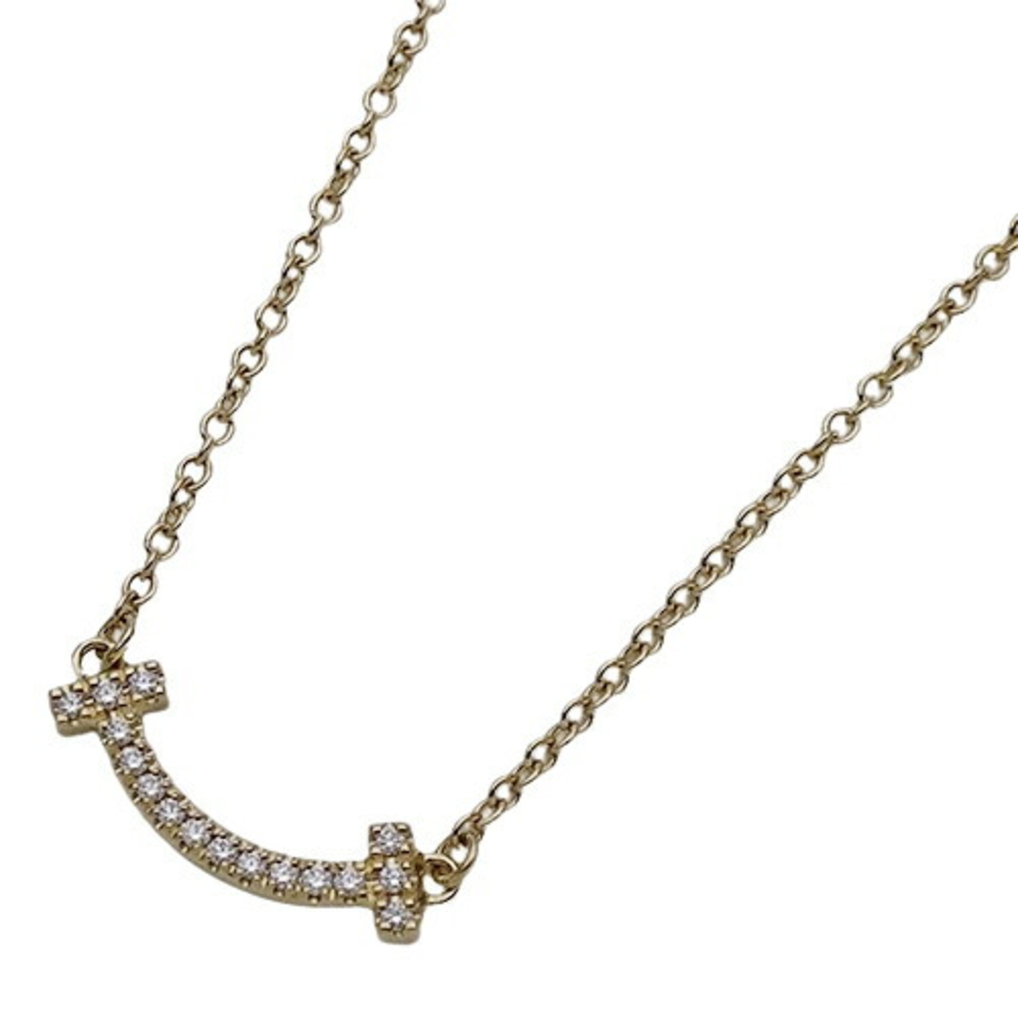 Tiffany & Co. Necklace for women, 750YG, diamond, T Smile, yellow gold, polished