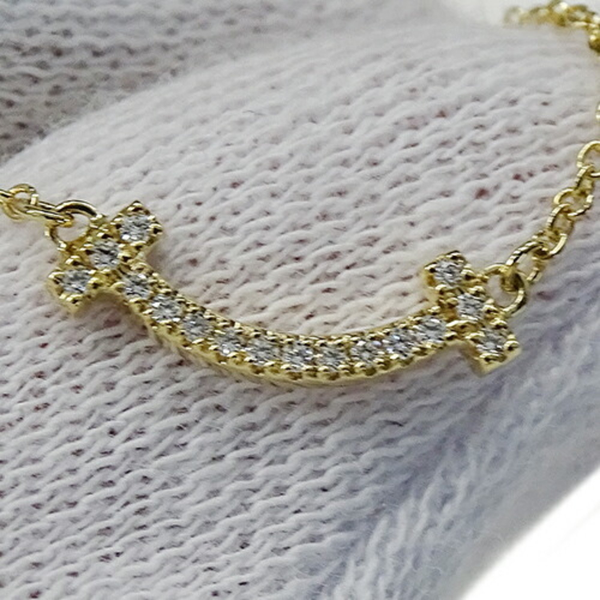 Tiffany & Co. Necklace for women, 750YG, diamond, T Smile, yellow gold, polished