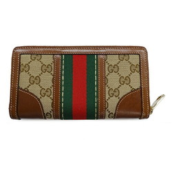 GUCCI Women's Long Wallet Animalier Shelly GG Canvas Brown 406754 Bee Round