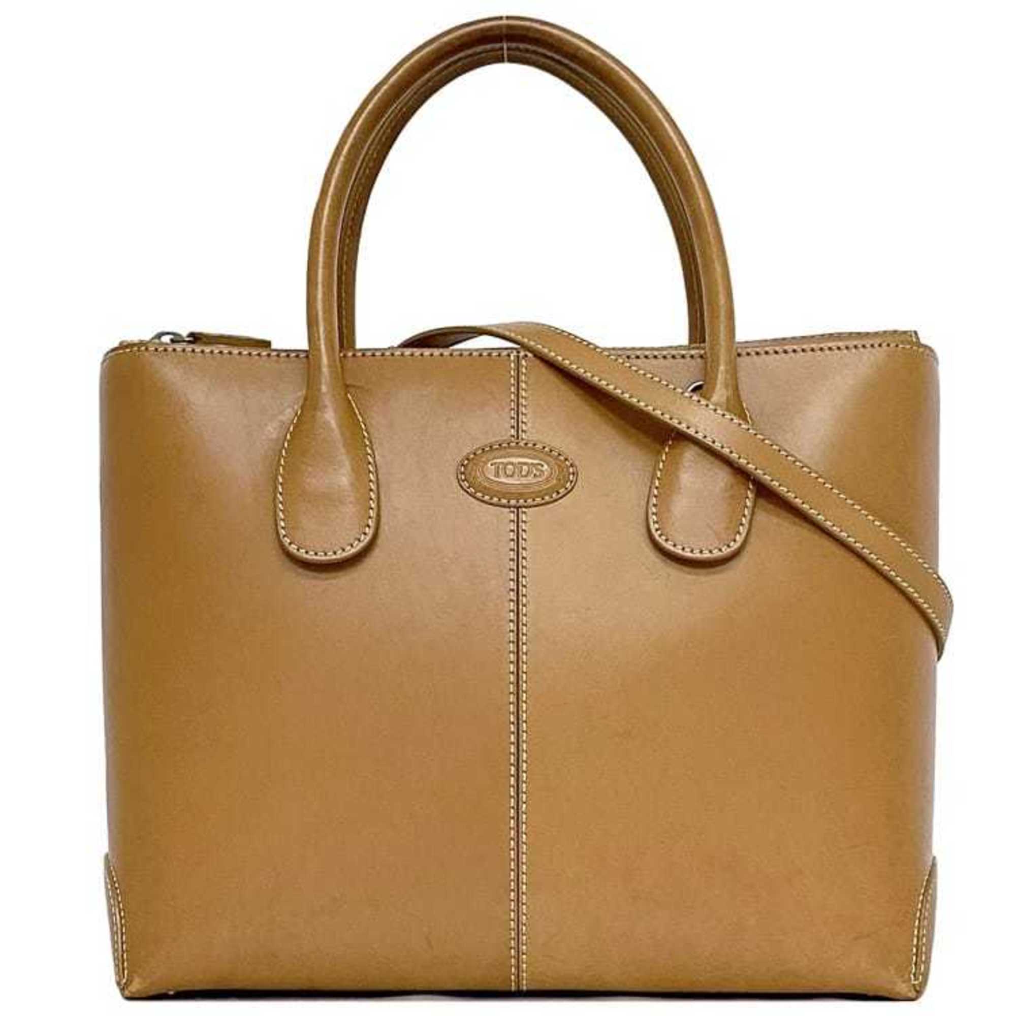 Tod's 2-way bag ec-21192 camel brown shoulder handbag leather TOD'S self-supporting ladies