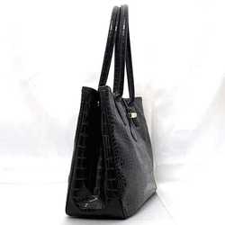 Longchamp Tote Bag ec-21220 Black Leather LONGCHAMP Freestanding Embossed Women's Retro